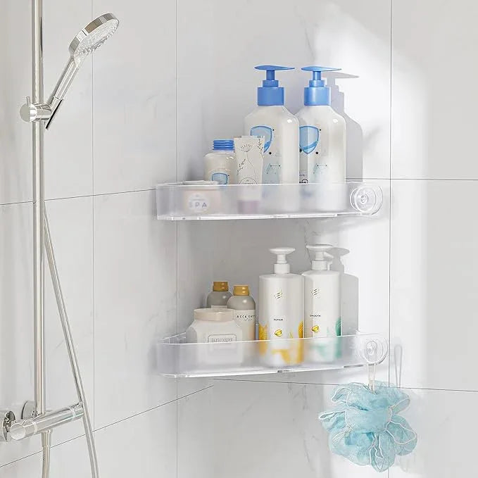 Sotfamily Shower Caddy Corner, 2 Pack Adhesive Corner Shower Shelves for Bathroom Organizers and Storage, Rust Free Plastic Rack for Bathroom Accessories & Decor, Crystal - ModernBath