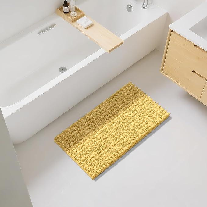 Yimobra Large Bathroom Rugs Non Slip Washable 36x24 Inch - Ultra Soft Absorbent Chenille Bath Mat, Quick Dry Shaggy Floor Carpet for Tub Shower, Yellow Home Decor Accessories - ModernBath