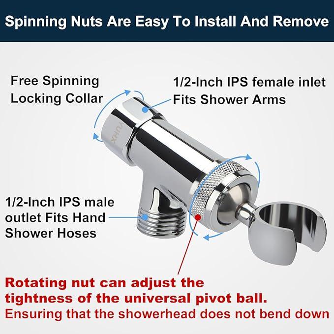 YUHX All Metal Shower Head Holder and Hose Stainless Steel Extra Long 6 ft,Adjustable Handheld Shower Arm Bracket,Premium Chrome - ModernBath