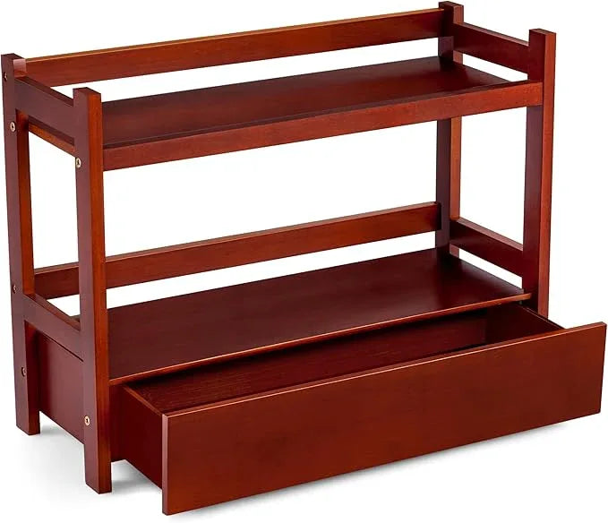 Sorbus Bamboo Bathroom Counter Organizer – 2-Tier Shelf with Hidden Drawer for Vanity, Matcha Station, Bathroom Sink Organizer Countertop, Kitchen & Office Storage (17″ L x 6.5″ W x 12.6″ H) (Brown) - ModernBath