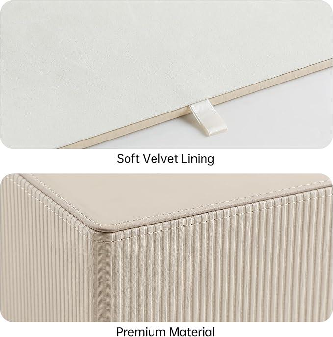Cretkhp PU Leather Tissue Box Cover Rectangle with Magnetic Closure, Modern Tissue Box Holder for Bathroom NightStands Livingroom, Decorative Tissue Holder for 120(3-Ply)/160(2-Ply) Tissue Box (Beige) - ModernBath