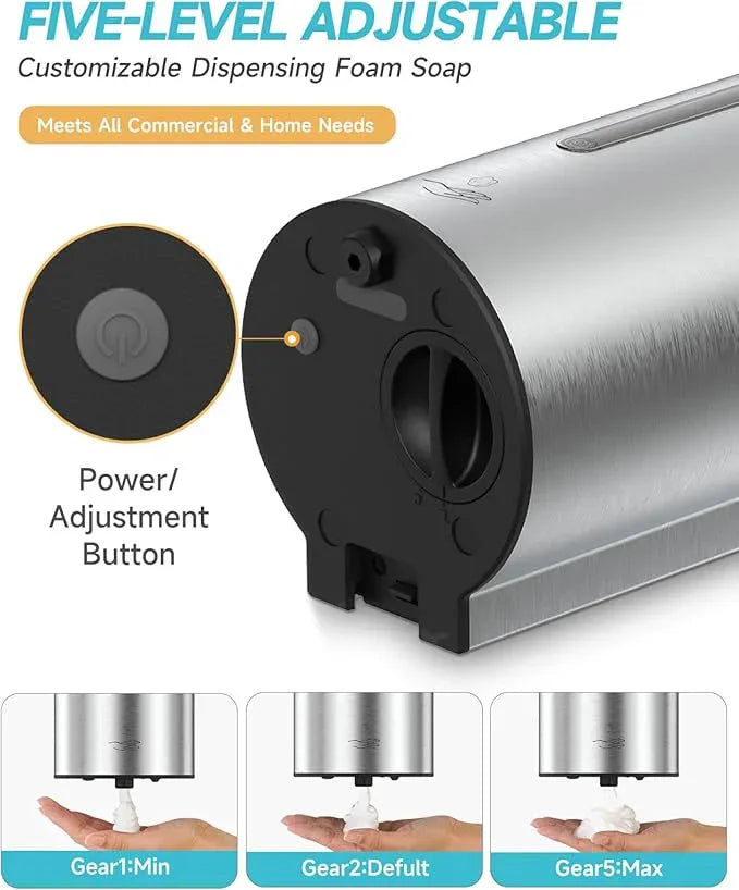 AIKE Wall Mount Automatic Foam Soap Dispenser 25 OZ Commercial Large Capacity Stainless Steel Model AK1205FA(Brushed) - ModernBath