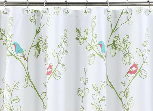 Flying Birds Shower Curtain Hooks, Rustproof Nature-Inspired Decorative Shower Hooks for Shower Curtain, 5-Roller Ring Balls Design Bathroom Shower Curtain Hooks, Set of 12 - ModernBath