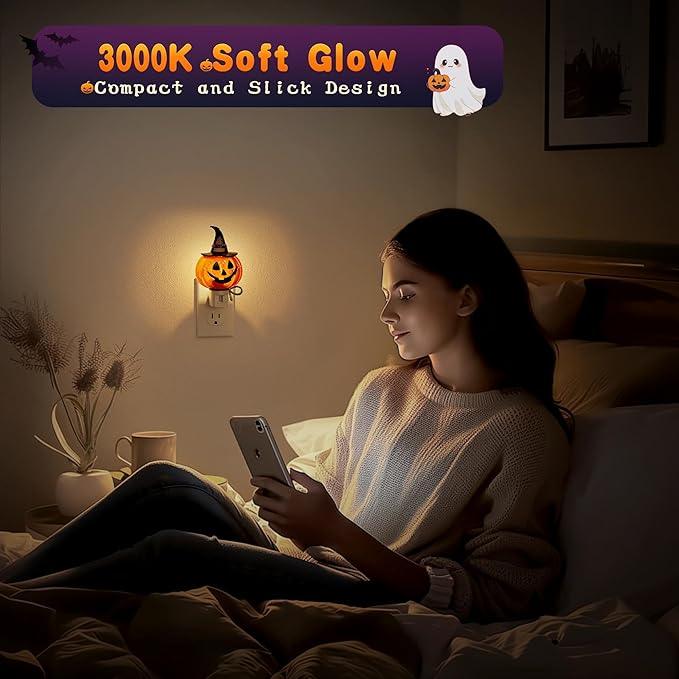 JandCase Halloween Night Light, 3000K Night Lights Plug into Wall,Cute & Funny Pumpkin Night Light for Kids,Plug in Pumpkin Nightlight with 360° Rotatable for Halloween Party Decor,1 Pack - ModernBath