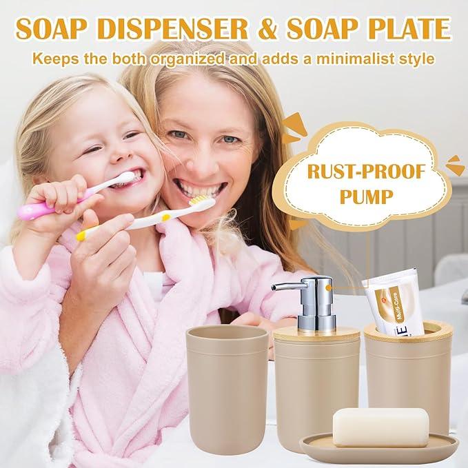 iMucci Bathroom Accessories Beige Bathroom Sets with Shower Curtain and Rug, Beige Ombre Waterproof Shower Curtain with Ultra Absorbent Rug Bathroom Accessories Set for Home Decor - ModernBath