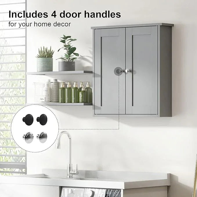 Bathroom Wall Cabinet,Medicine Cabinets for Bathroom Cabinet Wall Mounted,Medicine Cabinet Over Toilet,Surface Mount Medicine Cabinet for Laundry Room,Kitchen,Grey,22x23 - ModernBath