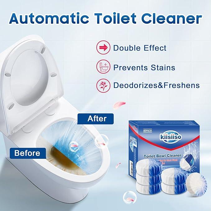 KIISIISO Toilet Bowl Cleaners 40 PACK,Long-Lasting Toilet Bowl Cleaner Tablets with Sustained-Release Technology Against Tough Stains,Automatic Toilet Cleaner for Deodorizing & Descaling - ModernBath