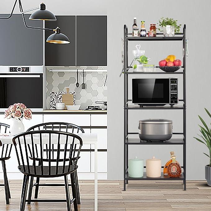 HDANI Storage Shelves, 5-Tier Metal Storage Rack with Shelf,Shelf Organizer,Garage Standing Shelving Unit for Laundry,Bathroom,Kitchen,Pantry, Closet,23.6''W X 13.8''D X 63''H,Black - ModernBath