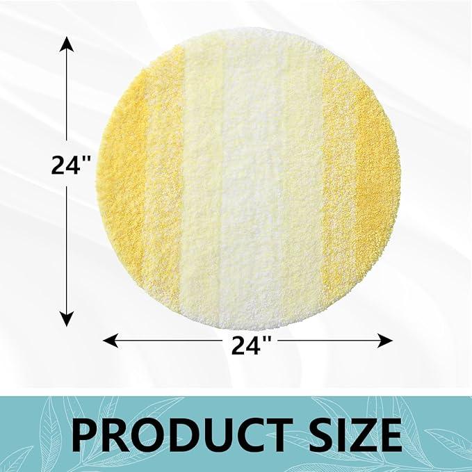 Arotive Microfiber Bathroom Rugs, Shaggy Soft and Absorbent Bath Rug, Non-Slip, Thick Plush Machine Washable Dry Bath Mats for Bathroom, Tub and Shower, 24x24, Yellow, Round - ModernBath