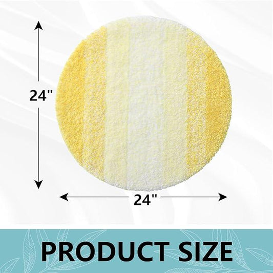 Arotive Microfiber Bathroom Rugs, Shaggy Soft and Absorbent Bath Rug, Non-Slip, Thick Plush Machine Washable Dry Bath Mats for Bathroom, Tub and Shower, 24x24, Yellow, Round - ModernBath