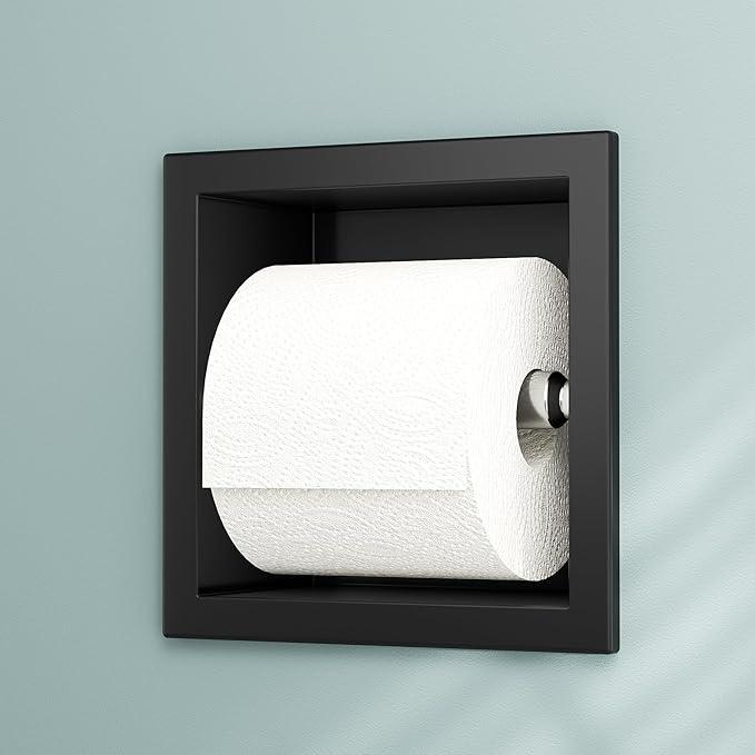 Neodrain Recessed Toilet Paper Holder, Matte Black Toilet Paper Holder Built-in, Stainless Steel Recessed Tissue Paper Roll Holder, in Wall - ModernBath