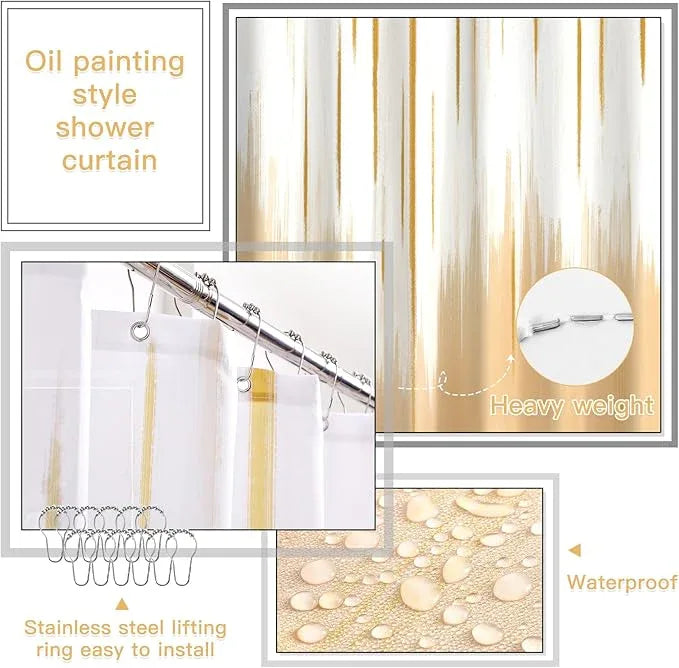 WSBArt 32PCS Bathroom Sets with Shower Curtain and Rugs-Beige Bathroom Accessories,Non Slip Bathroom Rugs Set with Toilet Lid Cover, Waterproof Shower Curtain, 3PC Soap Dispenser with Trash Can - ModernBath