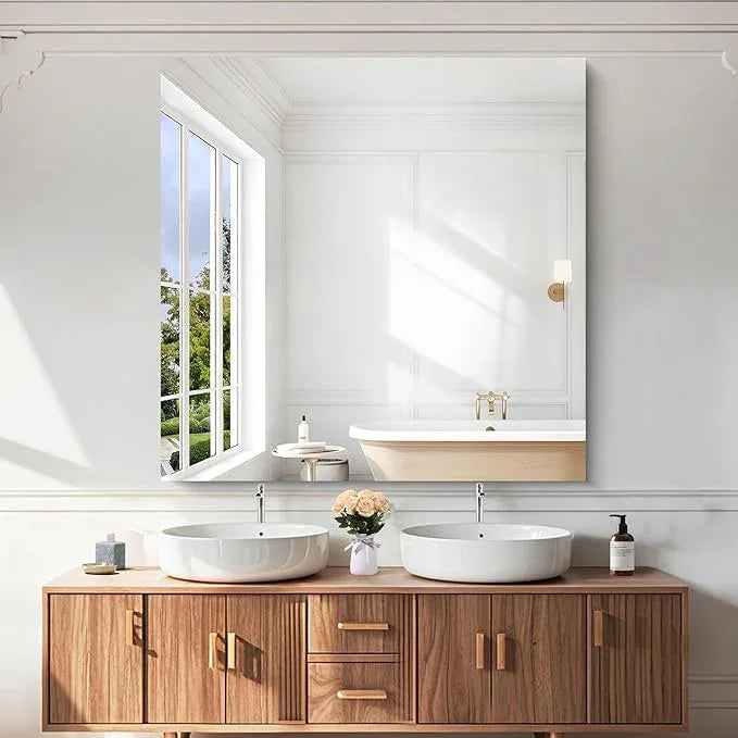 KOCUUY Large Frameless Mirror, 48x48 Inch Square Bathroom Vanity Mirror for Over Sink, Upgraded Shatterproof Unframed Design for Bedroom, Living Room, Entryway - ModernBath