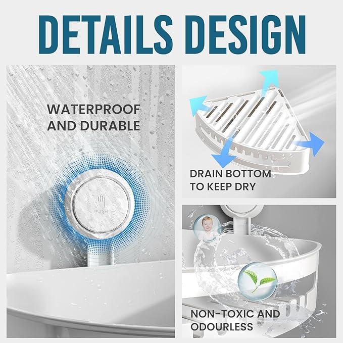 TAILI Shower Caddy Suction Cup Corner, Heavy Duty Bathroom Basket, Bath Shelves for Inside, Shower Holder Organizer for Bathroom Storage & Home Decor, No Drilling,White - ModernBath
