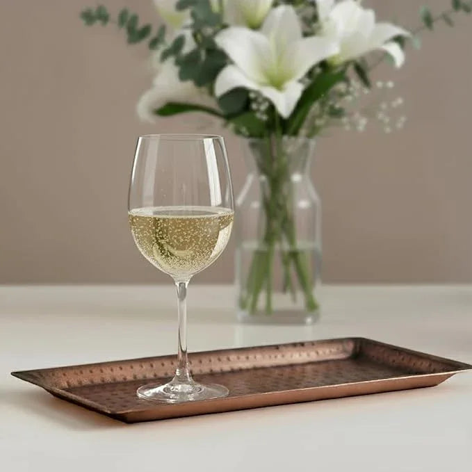 Monarch Abode Decorative Tray – 16-Inch Hand Hammered Antique Copper Metal Bathroom Tray Countertop, Vanity Trays Organizer, Perfume Plate for Dresser, Kitchen Countertop Large Fruit Platter - ModernBath