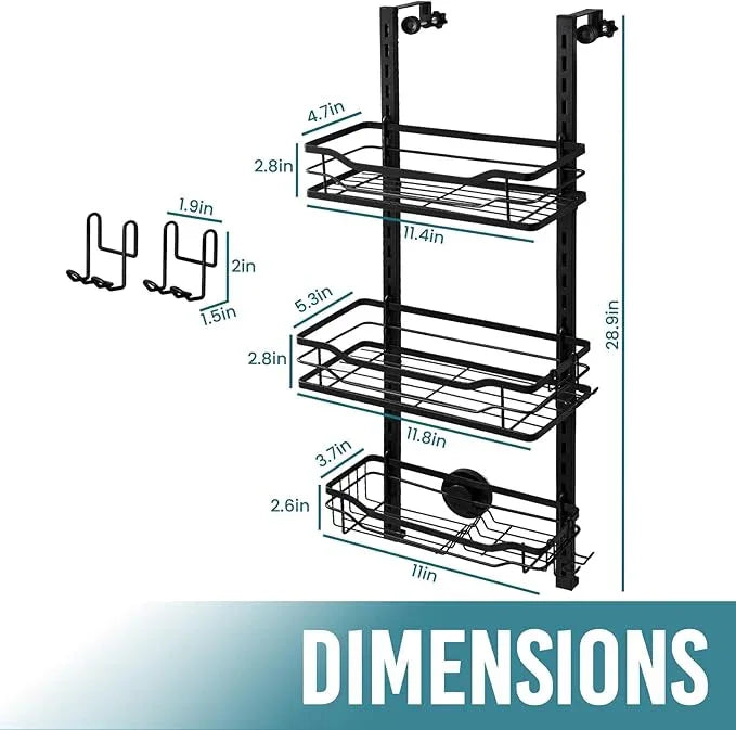 TAILI Hanging Shower Caddy Over The Door Adjustable Hanging Organizer Rack with Hooks, Sturdy Rust Proof Shower Organizer Shelf Basket Storage Rack, No Drilling - ModernBath