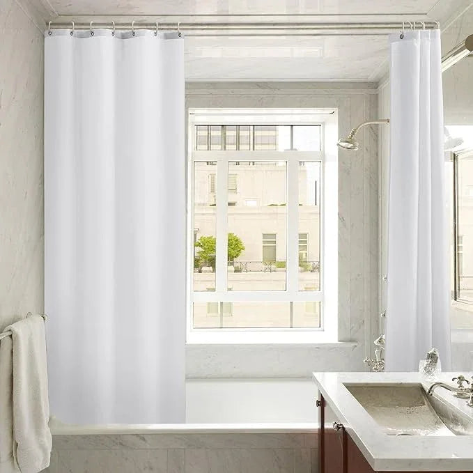 Nasitos Shower Curtain Liners 2 Pack - W36 x H72 - Washable & Water Resistant Fabric Bath Shower Liners for Narrow Stall, Stand Up Shower Stall, RV, Camper (White, 4 Magnets Included) - ModernBath