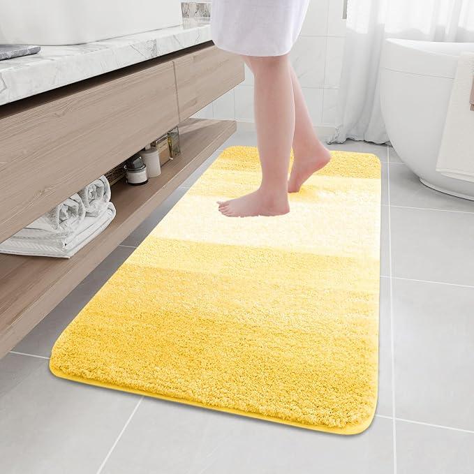 Arotive Microfiber Bathroom Rugs, Shaggy Soft and Absorbent Bath Rug, Non-Slip, Thick Plush Machine Washable Dry Bath Mats for Bathroom, Tub and Shower, 47x24, Yellow, Rectangular - ModernBath