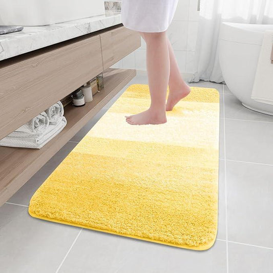 Arotive Microfiber Bathroom Rugs, Shaggy Soft and Absorbent Bath Rug, Non-Slip, Thick Plush Machine Washable Dry Bath Mats for Bathroom, Tub and Shower, 47x24, Yellow, Rectangular - ModernBath