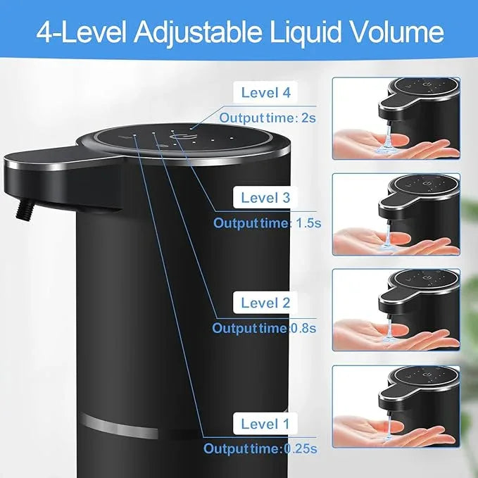 Automatic Liquid Soap Dispenser,4 Level Adjustable Liquid Dispenser, Rechargeable Soap Dispenser with USB Type C Rechargeable, 12.8oz/ 380ml Touchless Hand & Dish Dispenser for Bathroom, Kitchen - ModernBath