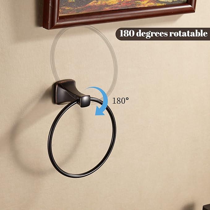 KOCUUY Oil Rubbed Bronze Towel Ring, Bathroom Bronze Towel Holder, Bath Hand Towel Holder Wall Mounted Antique Farmhouse Rustic ORB - ModernBath