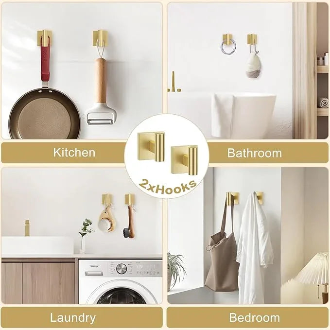 TURS Brushed Gold 5 Piece Bathroom Hardware Accessories Set, SUS304 Stainless Steel Bath Towel Bar Set, 24 Inch Round Bathroom Towel Holder Set Wall Mounted - ModernBath