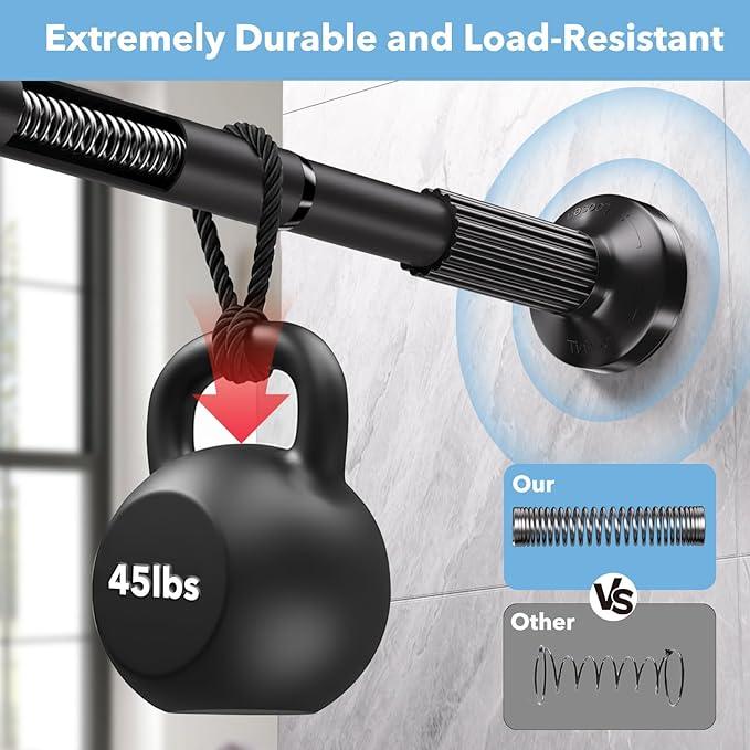 Tension Curtain Rod 51–148 In (4.25–12.33 ft),Extra Long Outdoor Curtain Rod for Window or Bathroom Patio,Easy to Install No Drilling Never Rust,Heavy Duty Adjustable Spring Shower Rod - ModernBath