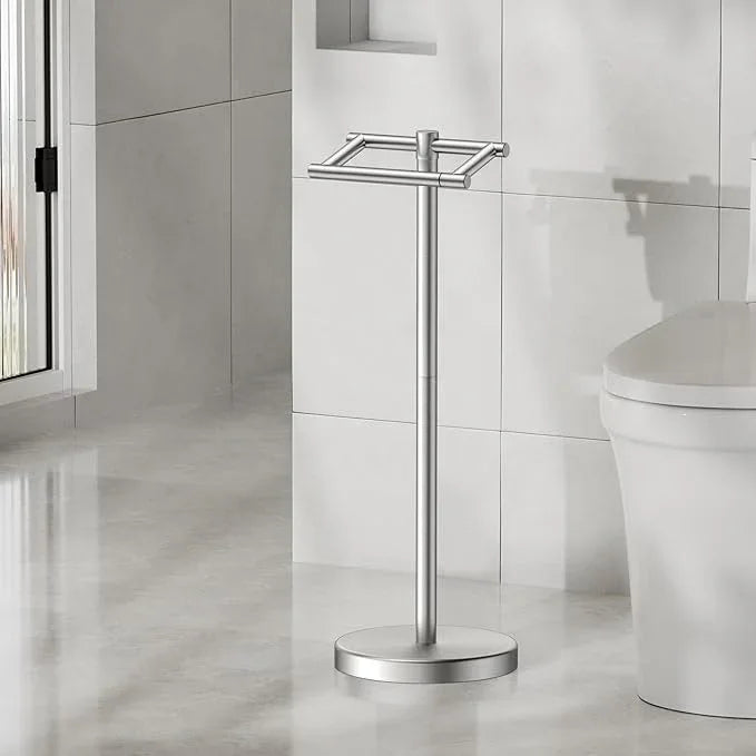 FORIOUS Toilet Paper Holder Wall Mount, Stainless Steel Rustproof Double Post Pivoting Tissue Roll Holder for Bathroom, Commercial Toilet Paper Dispenser Toilet Paper Holder Stand, Stainless Steel - ModernBath