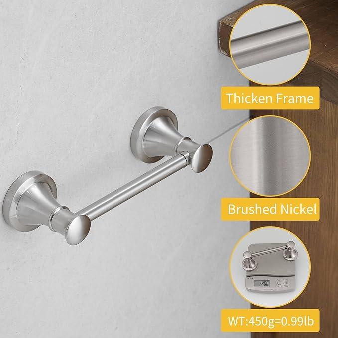 BESy Wall Mounted Toilet Paper Roll Holder Rustproof Tissue Paper Holder Bathroom Flexible Pivoting Tissue Handle Toilet Tissue Roll Holder, Brushed Nickel, Stainless Steel - ModernBath