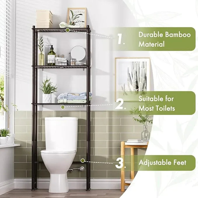 AmazerBath Bamboo Over The Toilet Storage Shelf, Over Toilet Bathroom Organizer Rack, 3-Tier Bathroom Shelves Over Toilet, Space Saver, Espresso - ModernBath