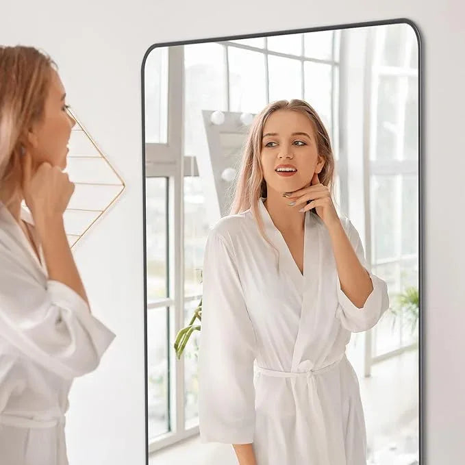 DESBING 36" x 48"Bathroom Mirror, Matte Black Wall Mirror with Metal Frame, Decorative Rectangular Vanity Mirror for Bedroom Bathroom Living Room Entryway (Horizontal/Vertical) - ModernBath