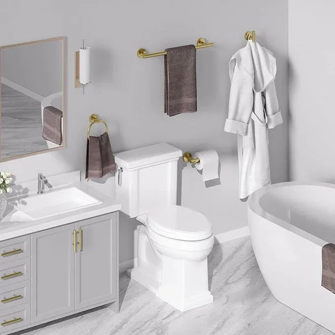 USHOWER Brushed Gold Bathroom Accessories Set, 18-Inch Towel Bar Set Wall Mounted, Durable SUS304 Stainless Steel Bathroom Hardware Set, 4-Piece - ModernBath