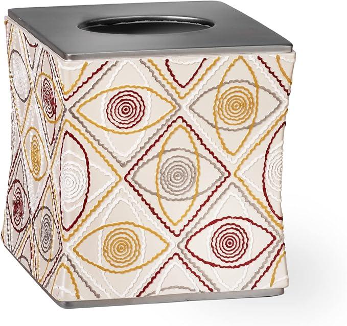 Zahari Home 2pc Sedona Modern Bath Accessories Set Waste Basket & Tissue Box Modern Classic Contemporary Decorative Beautiful Designs Bathroom Decor Set for Home Luxury Bath Set - ModernBath