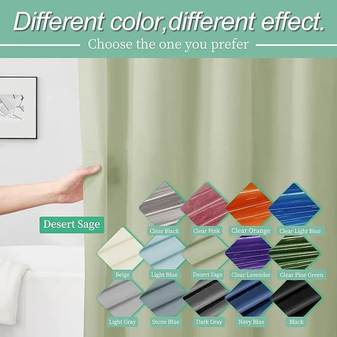 Mrs Awesome Sage Shower Curtain Liner with 3 Magnets, 72x72 Premium Flexible Sturdy Plastic Shower Curtain for Bathroom Lightweight & Waterproof, Desert Sage - ModernBath