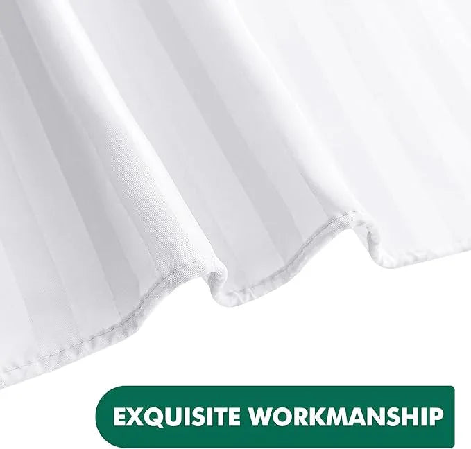 Biscaynebay Fabric Shower Curtain or Liner 72" X 72", White Water Repellent Damask Stripes Bathroom Curtains Machine Washable - ModernBath