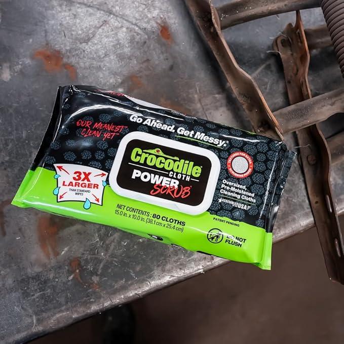 Crocodile Cloth PowerSCRUB - 40 (15" x 10") Heavy Duty Cleaning Wipes - Dual-Surface Cloths, Moist, Absorbent, & Disposable - Safe on Skin & Multiple Surfaces - ModernBath
