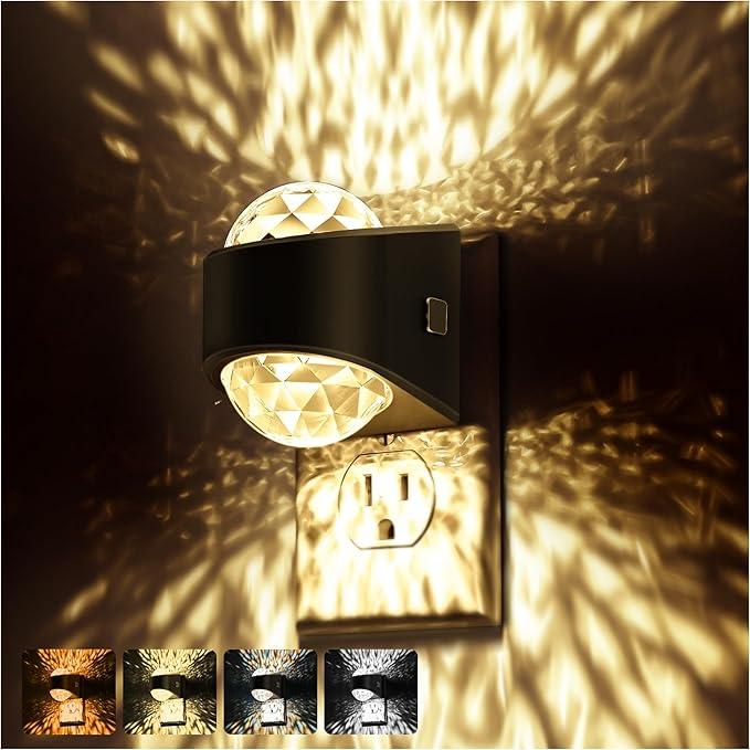 Briignite Night Light Plug into Wall, Color Changing Night Light for Kids, 3CCT Diamond Design with Galaxy Star Projector, Dusk to Dawn Sensor for Nursery Bathroom Bedroom Gaming Room Decor Gift - ModernBath