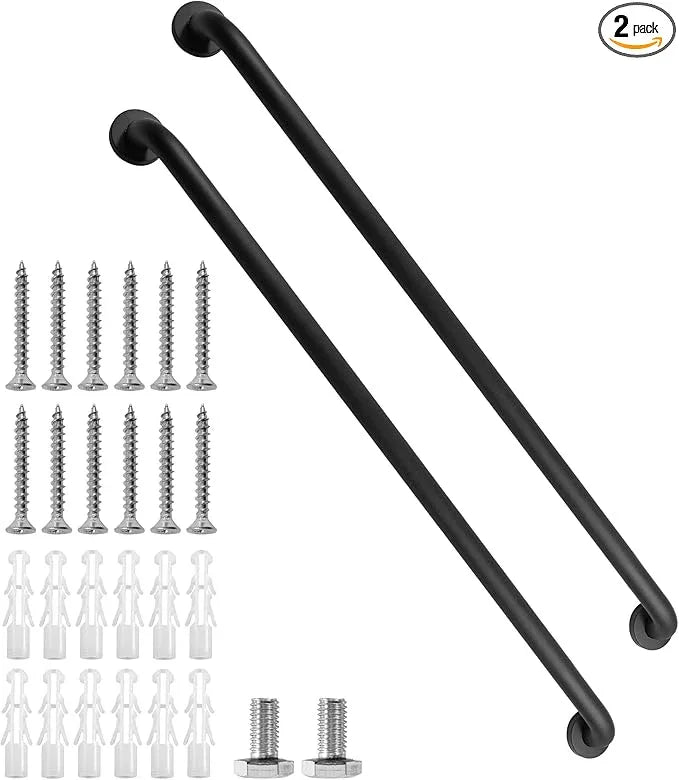Rackickyer Shower Grab Bar, 2 Pack 39.4 Inch Black Bathroom Grab Bar, 1.25" Diameter 304 Stainless Steel Anti-Slip Grab Bars for Bathtubs and Showers, Handicap Shower Grab Bar for Seniors Elderly - ModernBath