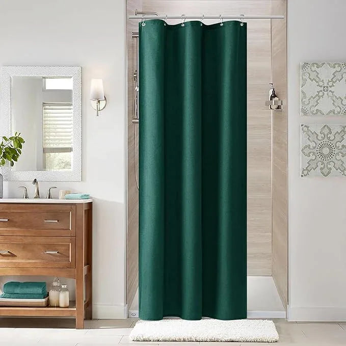 Naturoom Dark Green 36 Inch Shower Curtain - Stall Narrow Half Linen Ultra Thick Fabric Shower Curtain Set with Hooks, Boho Farmhouse Rustic RV Camper Bath Curtains for Bathroom, 36x72 - ModernBath