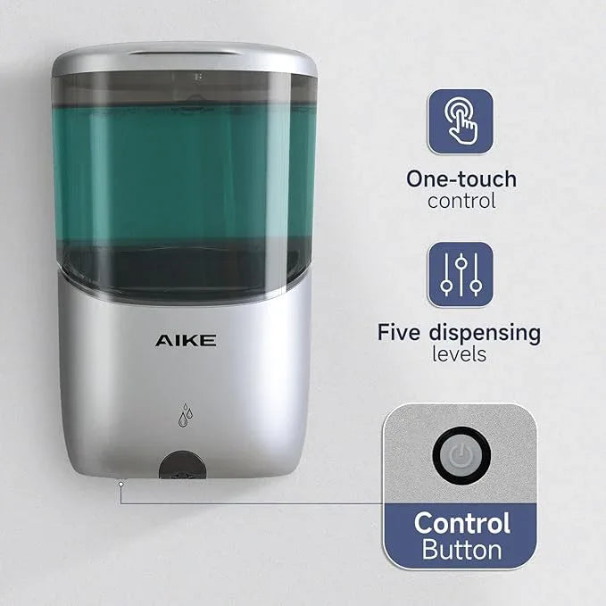 AIKE Liquid Automatic Wall Mount Soap Dispenser,Battery Operated Model AK1216,Silver - ModernBath