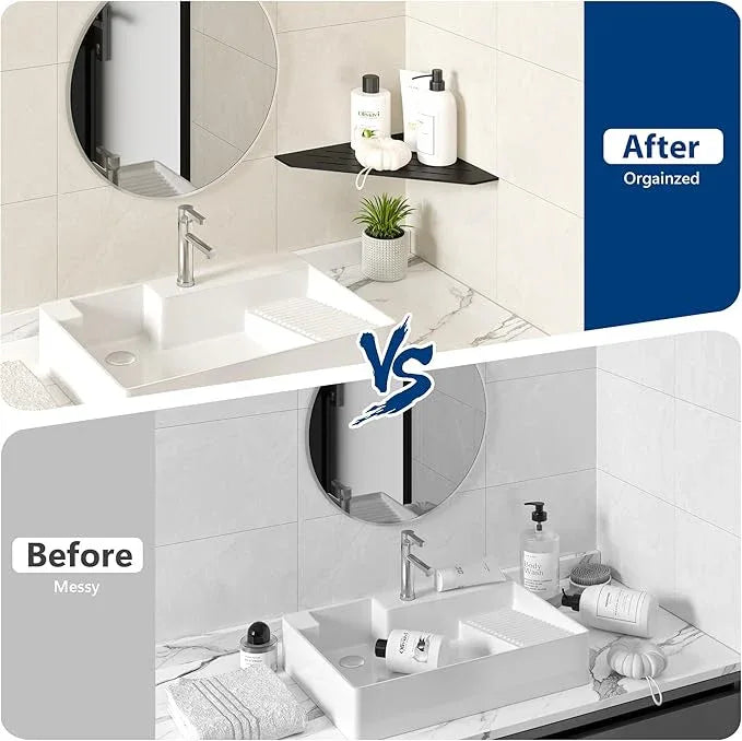 Matte Black Corner Shower Shelf, Floating Corner Shelves for Tile Wall, Tile Shower Shelf, 304 Stainless Steel Wall Storage Shelves for Bathroom, No Drilling, 10 Inch, 1 Pack - ModernBath