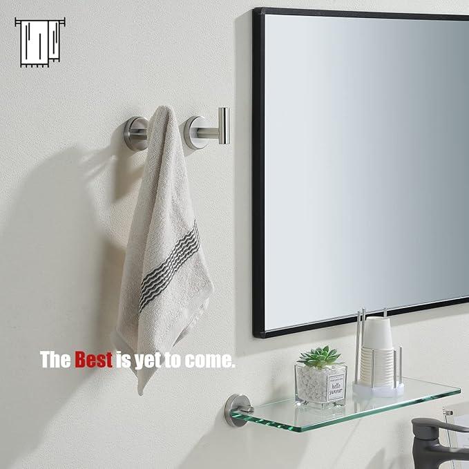 JQK Bathroom Towel Hook, Coat Robe Clothes Bath Wall Hooks for Kitchen Garage SUS 304 Stainless Steel Thick 0.8mm, 4 Pack Brushed Finish, TH100-BN-P4 - ModernBath