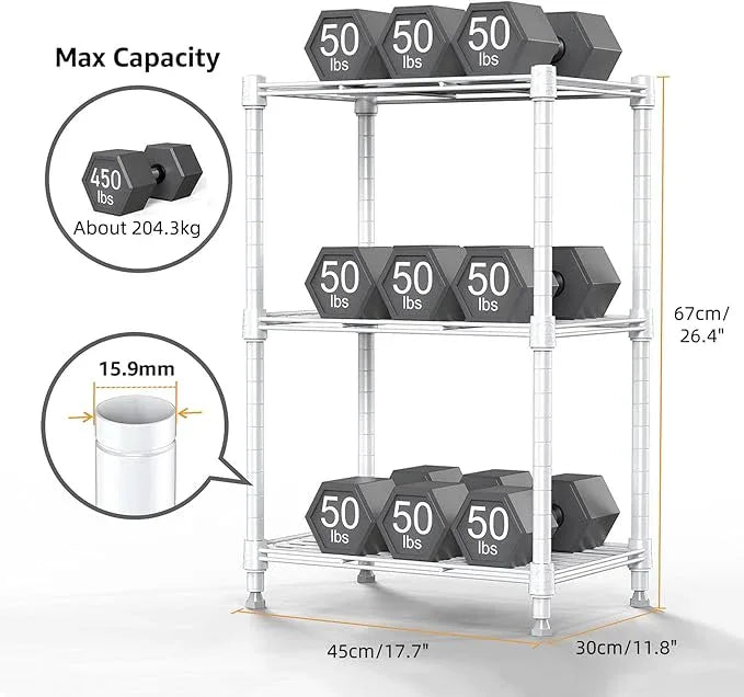 450 lbs Wire Storage Shelving 3-Tier Utility Shelving Unit Steel Organizer Wire Rack for Home,Kitchen,Office,White (11.8" D x 17.7" W x 26.4" H) - ModernBath