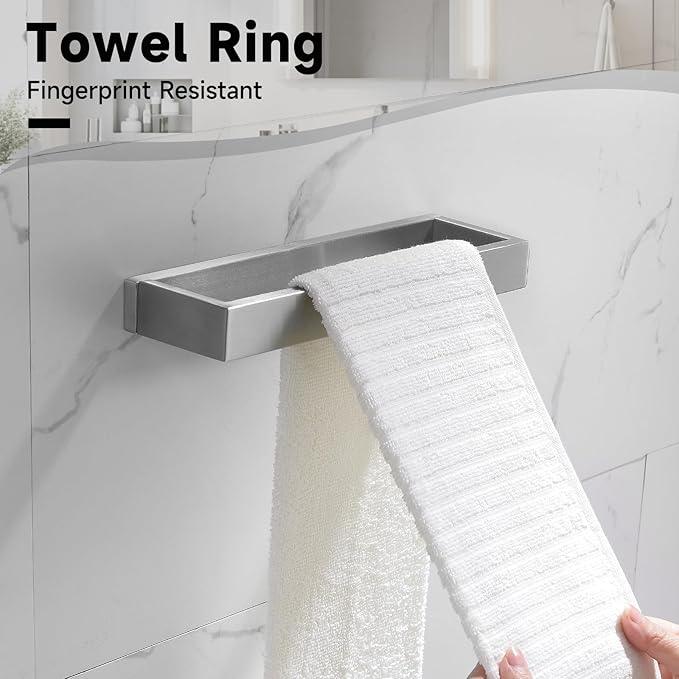TNOMS Brushed Nickel Towel Bar Set,5-Pieces Bathroom Hardware Accessories Set,Towel Racks Set for Bathroom 23.6 Inch Towel Bar Stainless Steel Wall-Mounted - ModernBath