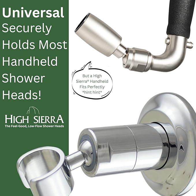 High Sierra® - Solid Metal Wall Mounted Holder for Handheld Shower Heads - Oil Rubbed Bronze Finish - ModernBath