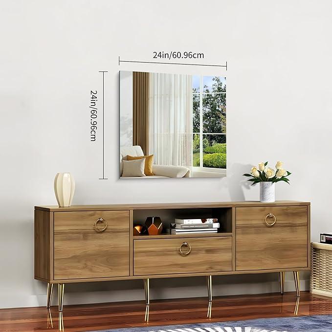 CILIBER Frameless Mirror, 24x24 inch Square Bathroom Mirrors for Wall, Upgraded Shatterproof Vanity Mirror Over Sink with Polished Edge for Bathroom,Bedroom,Living Room and Entryway - ModernBath