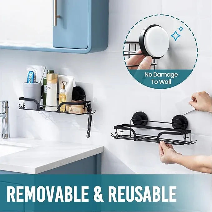 TAILI Shower Caddy Suction Cup 2 Pack, Heavy Duty Bathroom Basket, Bath Shelves for Inside, Stainless Steel Shower Holder Organizer for Bathroom Storage & Home Decor, No Drilling,Black - ModernBath