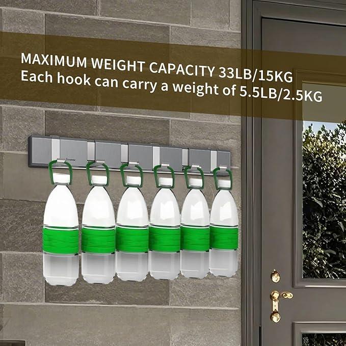Wall Mount Folding Coat Hooks, Stainless Steel Hook Rack with 6 Foldable Space Saving Hooks Hanger for Entryway Bathroom Living room Bedroom - ModernBath
