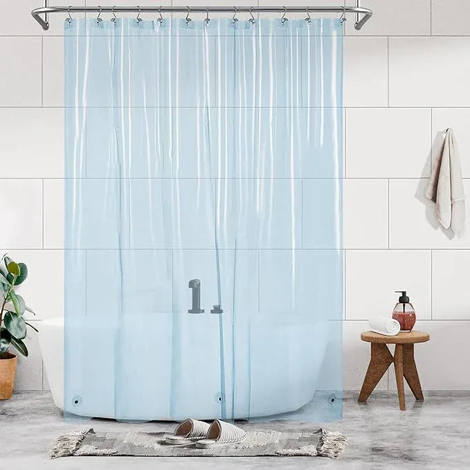 Barossa Design Extra Long Clear Blue Shower Curtain Liner with 3 Magnets - 72" x 84" XL, Waterproof PEVA Lightweight Shower Liner for Bathroom, PVC Free, Metal Grommets - Clear Blue, 72x84 - ModernBath