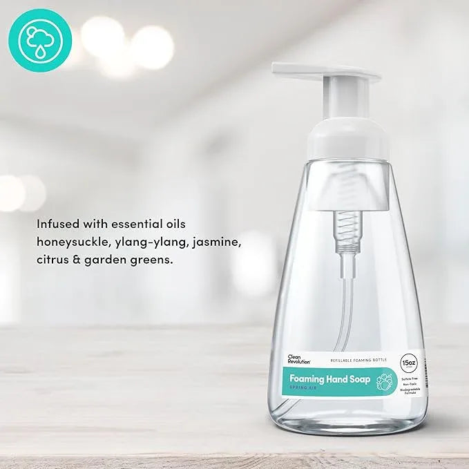 Clean Revolution Foaming Hand Soap | Gentle, Moisturizing | Ready To Use | Real Essential Oils | Spring Air | 15.25 Fl Oz - Made in USA - ModernBath